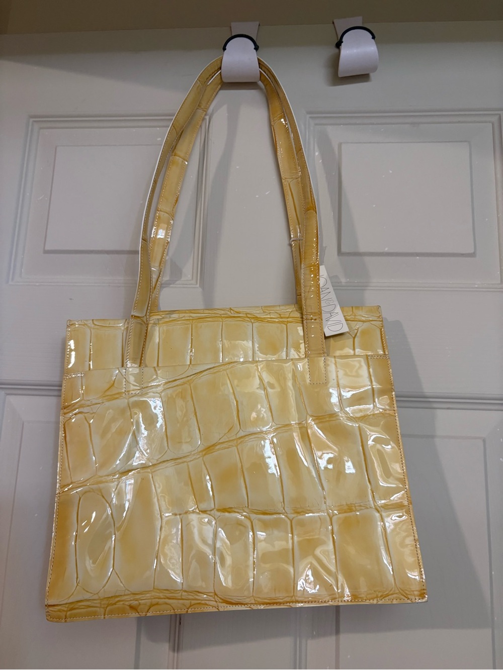 Yellow Croc-Embossed Tote Bag Joan & David